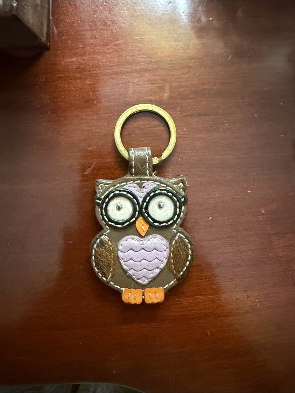 Coach Owl Leather and Calfhair Keyring